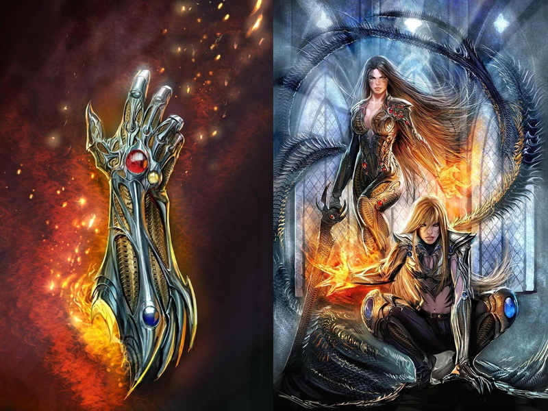 fantasy, fire, magic, sci, comics, witchblade, women, 1080P, art