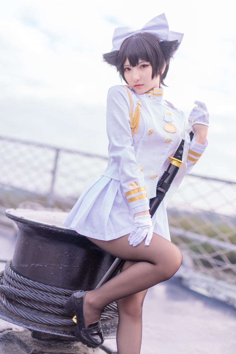 Fantasy Factory, video games, weapon, black hair, white clothing, cosplay, vertical, women outdoors, Asian, katana, 5K, model, Azur Lane, pantyhose, women