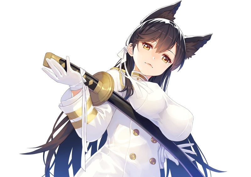2K, look, girl, azur lane, anime, atago, sword