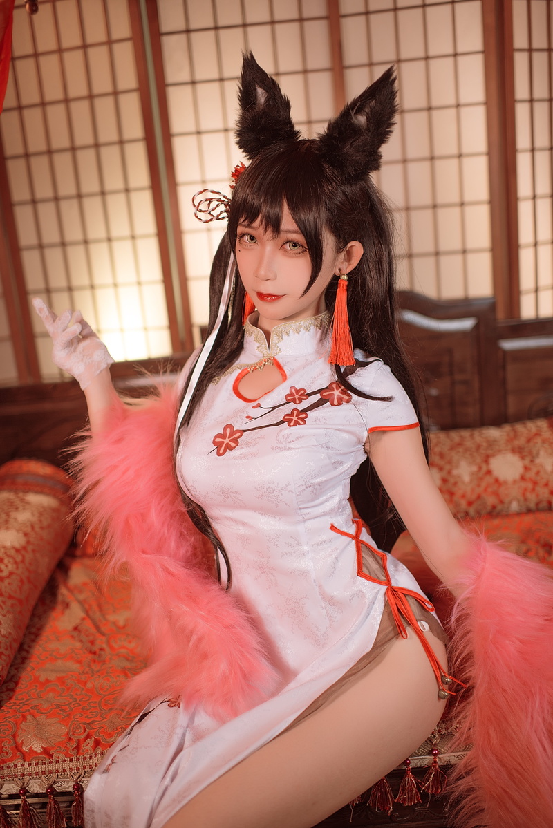 animal ears, video games, Asian, 5K, women, Atago (Azur Lane), model, cosplay, dress, video game girls, women indoors, fantasy girl, indoors, Cheongsam