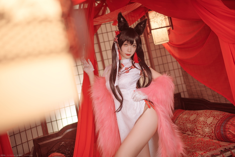 women, women indoors, Cheongsam, Azur Lane, fantasy girl, Sakura FF, Asian, indoors, video games, 5K, animal ears, cosplay, dress, model, video game girls