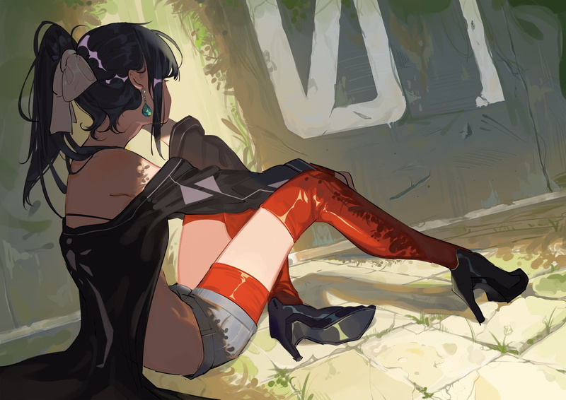 anime girls, ponytail, Krin, 720P, original characters, anime