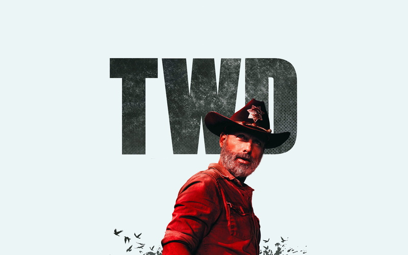 grimes, clothing, real people, portrait, rick, adult, text, hat, copy space, studio shot, walking, dead, 4K, white background, red, one person, men, facial hair