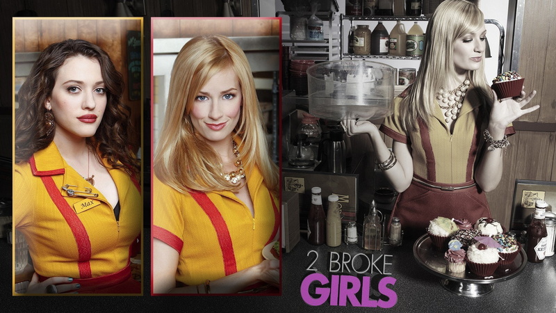 2 Broke Girls, blond hair, hair, 1080P, smiling, adult, long hair, beautiful woman, happiness, beauty, Beth Behrs, Kat Dennings, store, waist up, people
