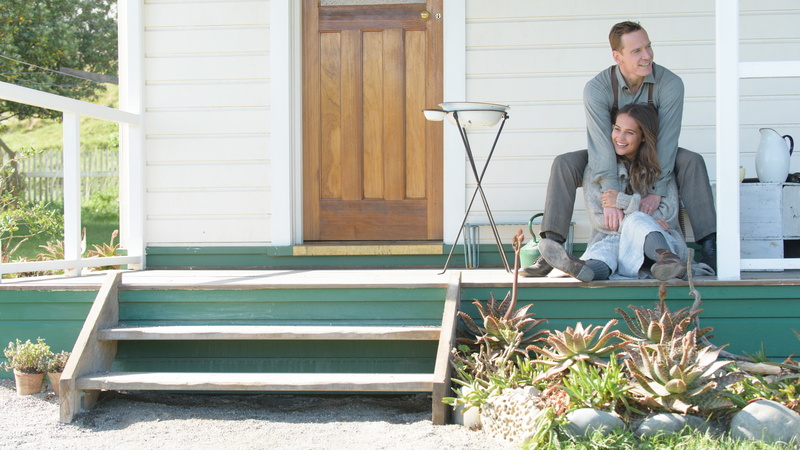 wooden, white, house, The Light Between Oceans, best movies of 2016, teal, Alicia Vikander, woman, man, posing, Michael Fassbender, 8K