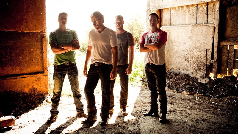 house, building exterior, togetherness, adult, group Of People, happiness, 1080P, band, caucasian Ethnicity, nickelback, day, standing, outdoors, teenager