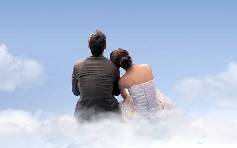 males, heterosexual Couple, two People, wedding Dress, embracing, beautiful, smiling, togetherness, kissing, cloud - Sky, wife, screenshot, beauty, white