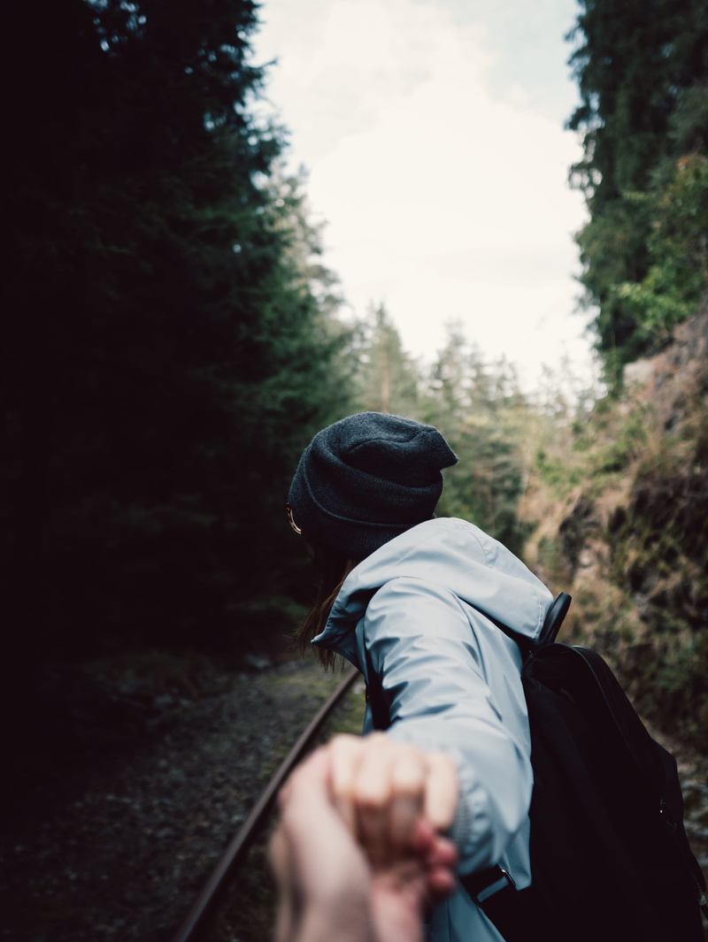 real people, forest, clothing, rear view, transportation, hand, man, someone, land, holding, person, plant, one person, outdoors, leisure activity, adventure