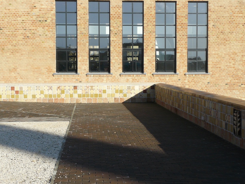 brick wall, brick, window, built structure, day, district, shadow, building exterior, wall - building feature, sunlight, architectural, modern, no people
