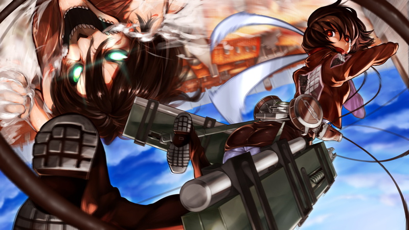 anime, anime girls, Shingeki no Kyojin, 2K, Eren Jeager, Mikasa Ackerman