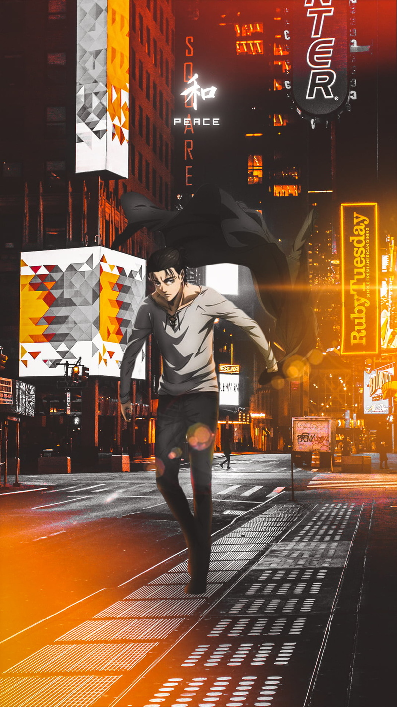 anime boys, Shingeki no Kyojin, 1080P, Eren Jeager, city lights, Attack on Titan (Game)