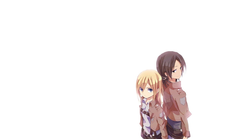 1080P, simple, ymir, shingeki, renz, christa, anime, kyojin, background, white