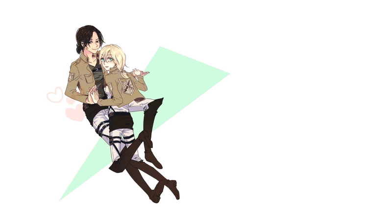 white, simple, kyojin, christa, girls, renz, anime, ymir, yuri, background, shingeki, 1080P
