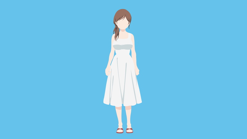 cyan background, 3-gatsu no Lion, 4K, Kawamoto Akari, cyan, anime girls