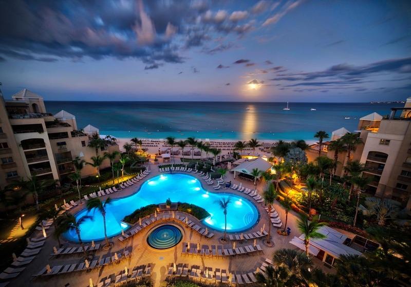 horizon, building, cloud - sky, building exterior, pool, Grand Cayman, no people, outdoors, hotels, Caribbean, the sky, sunset, nature, lights, landscape