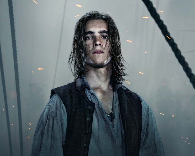 man, one person, focus on foreground, Brenton Thwaites, 1080P, Pirates of the Caribbean: Dead Men Tell No Tales (2017), casual clothing, scarf, movie