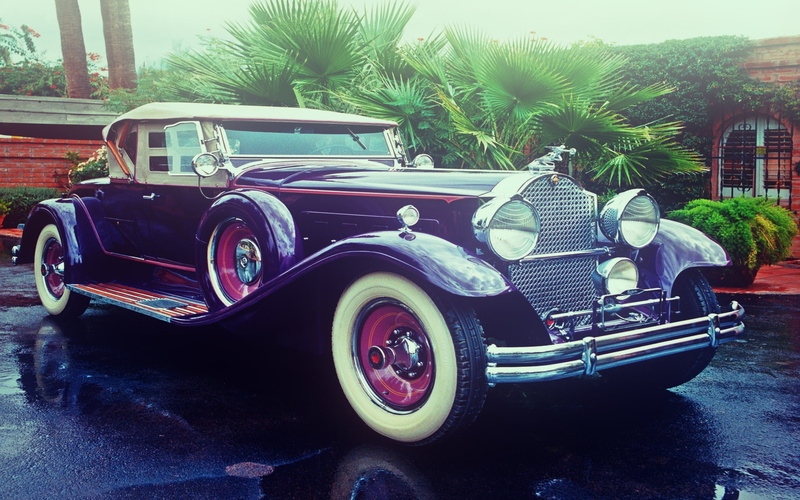 palm tree, motor vehicle, Oldtimer, tree, luxury, wheel, nature, car, 1080P, land vehicle, plant, stationary, retro styled, no people, architecture, travel