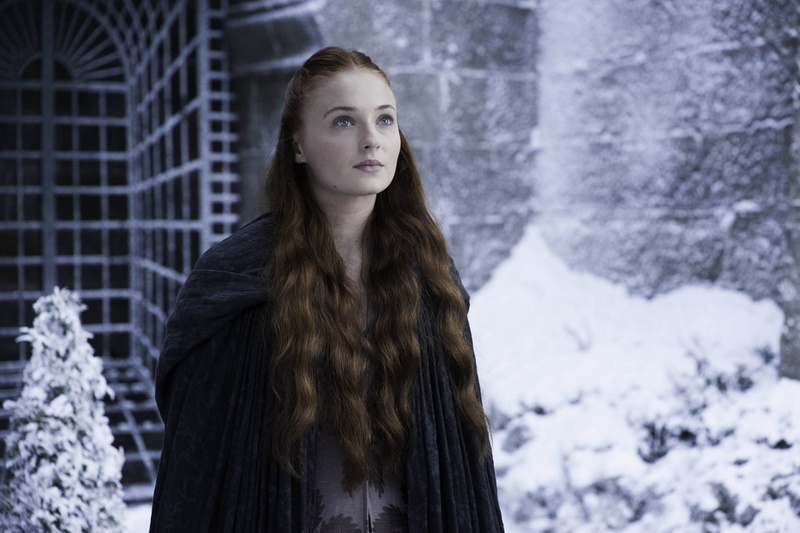 women, screen shot, TV Series, actress, Game of Thrones, snow, Netflix TV Series, brunette, white eyes, 1080P, Sophie Turner, dress, women outdoors, black robe