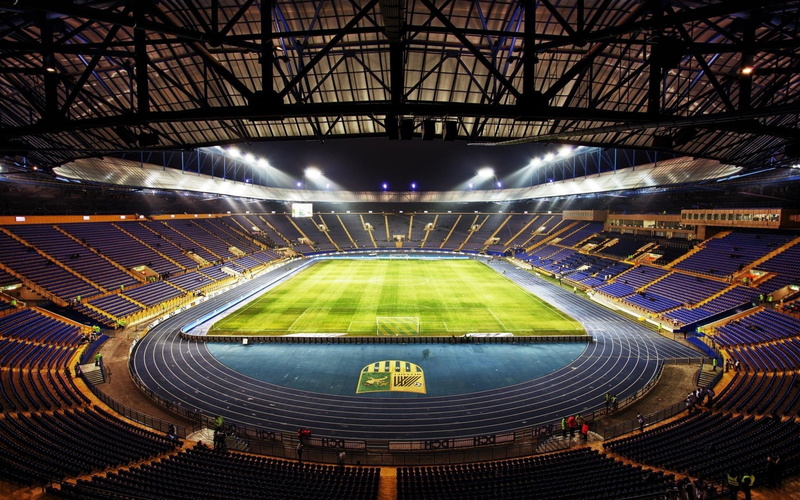 sports Venue, soccer Ball, indoors, metalist stadium kharkiv, spotlight, goal, playing Field, competitive Sport, stadium, light - Natural Phenomenon, illuminated