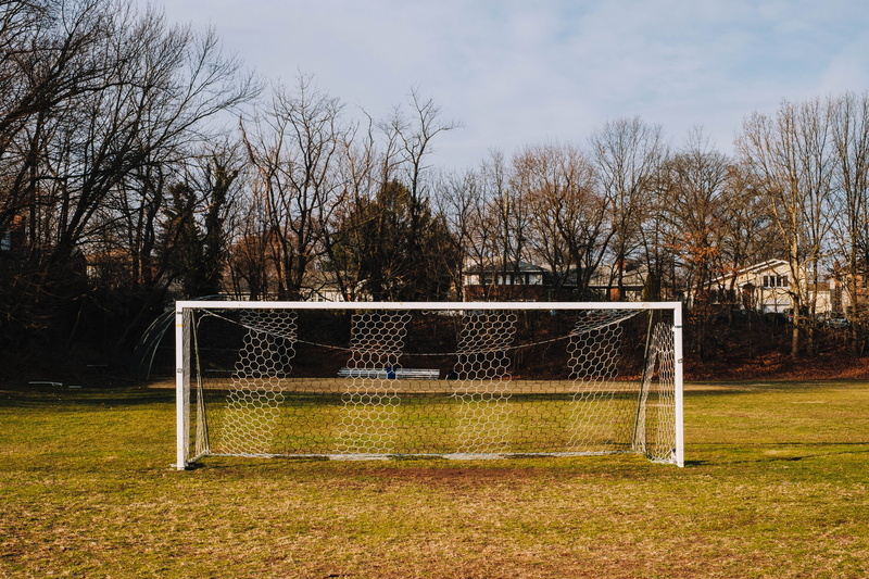day, no people, plant, pressure, nature, field, land, soccer, goal post, bare tree, 5K, sports equipment, team sport, playing field, goal, net - sports equipment