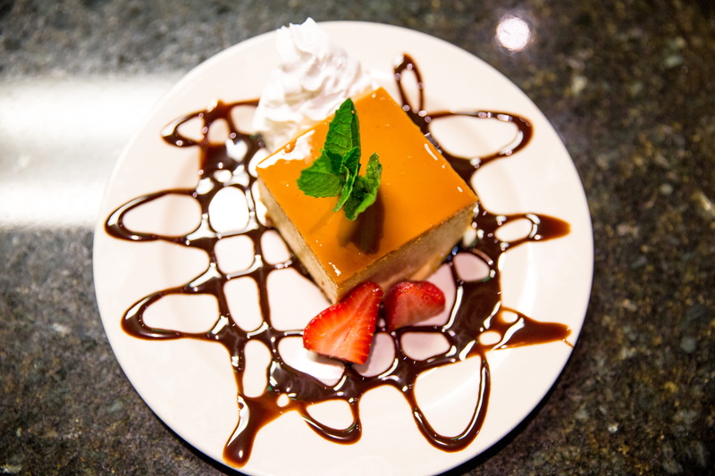 flan, atlanta, coco cabana, table, indoors, indulgence, cuban flan, high angle view, ready-to-eat, temptation, united states, freshness, focus on foreground
