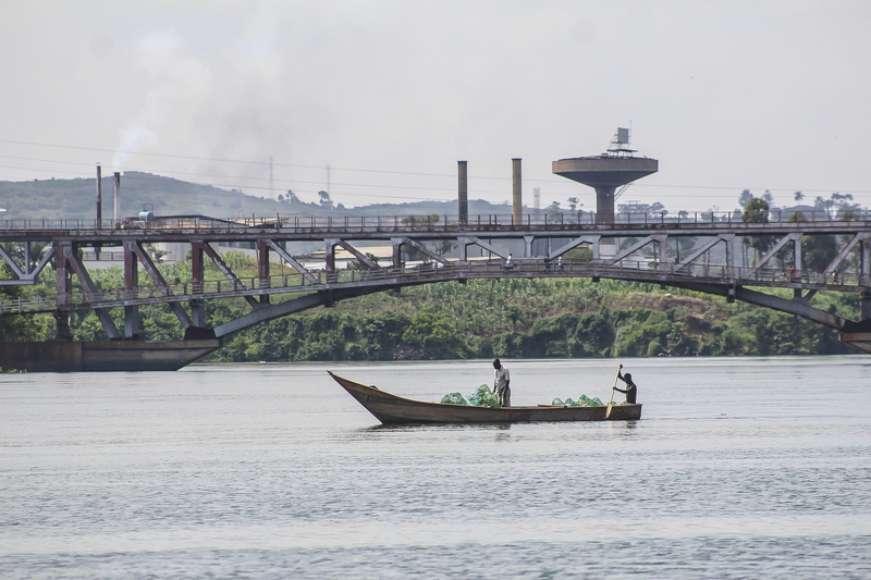 building exterior, river nile, powerful, waterfront, wild, outdoor, sky, river, day, hunter, jinja, crocodile, color, green, 2K, outdoors, lake, bridge