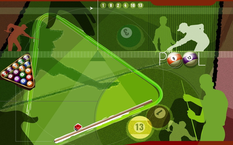 pool, vector, the game, Billiards, collage, silhouette, balls, 1080P, pyramid, cue