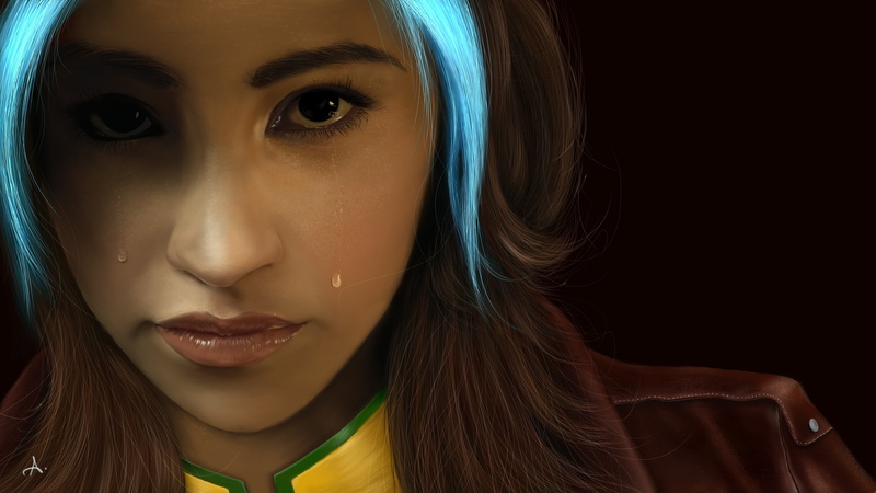 Malicia, illustration, Vampira, men, Fan Art, Rogue, 8K, crying, x, Marvel Super Heroes