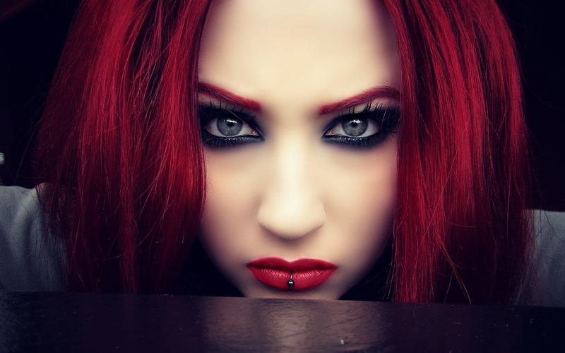 redhead niky von macabre, portrait, adult, human face, body part, redhead, beauty, looking at camera, dyed red hair, 1080P, young women, fashion, make-up