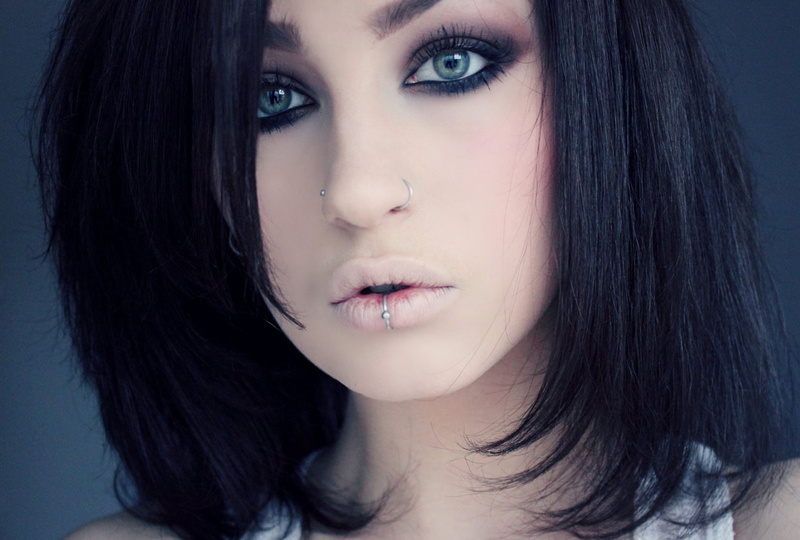 human lips, human face, hairstyle, young adult, make-up, looking at camera, niky von macabre face, women, body part, portrait, 1080P, indoors, black hair