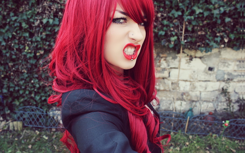 look, piercing, pink hair, Lolina Green, 2K, girl, anger