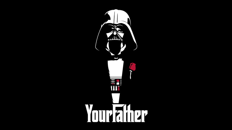 Darth Vader, Sith, Star Wars, father, minimalism, selective coloring, humor, 1080P, The Godfather