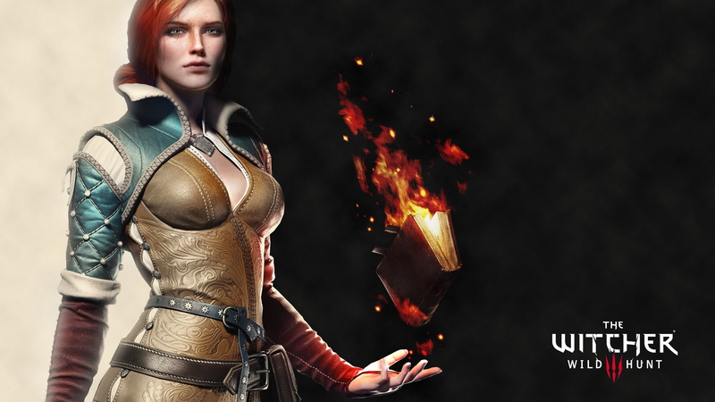 Triss Merigold, warning sign, portrait, The Witcher 3: Wild Hunt, beautiful woman, girl, smoke - Physical Structure, weapon, beauty, young adult