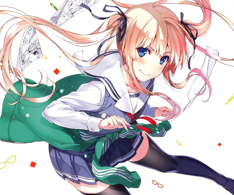 sawamura, sodatekata, anime girls, saenai heroine no sodatekata, sawamura eriri spencer, uniform, school uniform, girls, anime, saenai, 1691x1409, 720P