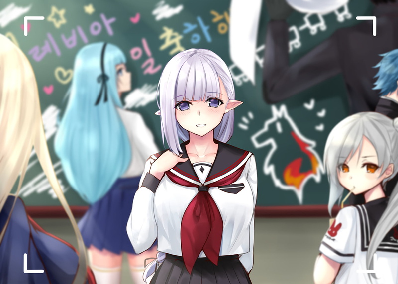 indoors, standing, Levia (Closers), clothing, human representation, female likeness, day, retail display, Anime, looking at camera, people, hairstyle, Closers