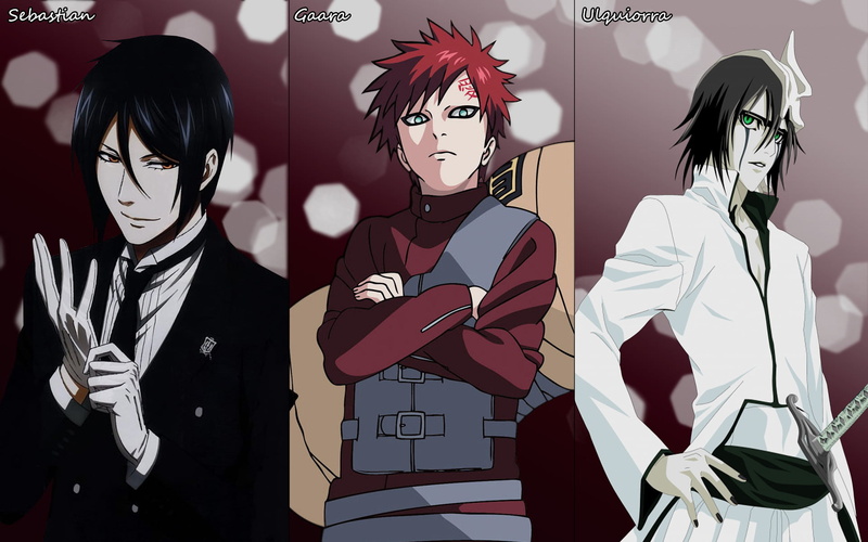 Crossover, lifestyles, Gaara (Naruto), three quarter length, Bleach, Black Butler, standing, 1080P, representation, two people, Ulquiorra Cifer, black hair
