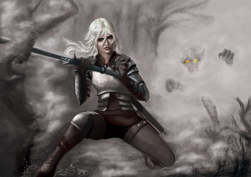 Cirilla Fiona Elen Riannon, The Witcher 3: Wild Hunt, Ciri, Ciri or the Lion Cub of  Cintra, sword, Zireael, CD Projekt RED, art, Lady of Time and Space