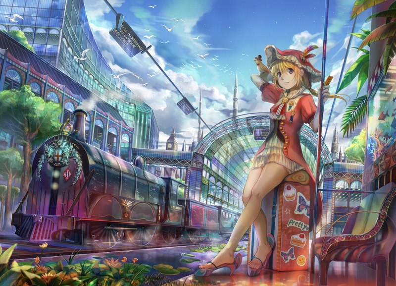 architecture, built structure, building exterior, detailed, outdoors, human representation, anime girls, summer, women, real people, day, art and craft