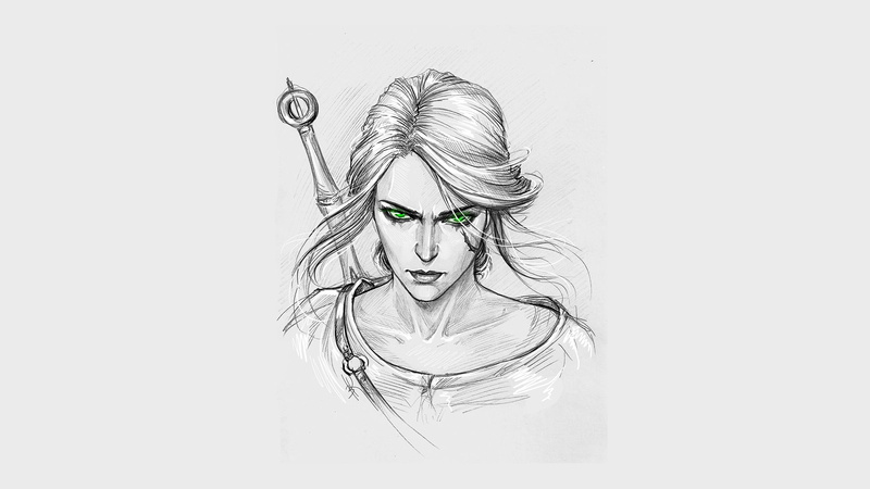 1080P, The Witcher, fan art, The Witcher 3: Wild Hunt, green eyes, Cirilla Fiona Elen Riannon