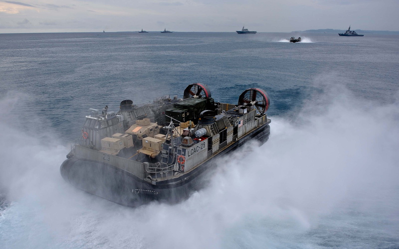 pillow, air, landing, squirt, sea., Navy, 2K, ship, hovercraft