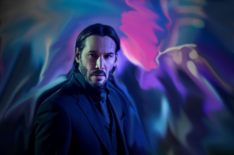 men, Manipulation, contemplation, Keanu Reeves, Movie, indoors, purple, John Wick, front view, mid adult, night, males, waist up, headshot, portrait, mid adult men