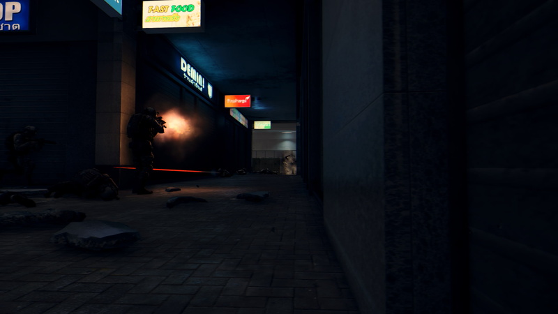 architecture, full length, footpath, one person, sign, outdoors, sidewalk, street, Ultra Settings, Battlefield 4, city, night, adult, building exterior