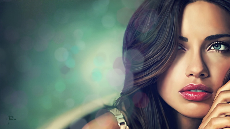 Adriana Lima, model, lens flare, human face, face, 1080P, make-up, body part, looking, adult, human body part, young adult, beautiful woman, portrait