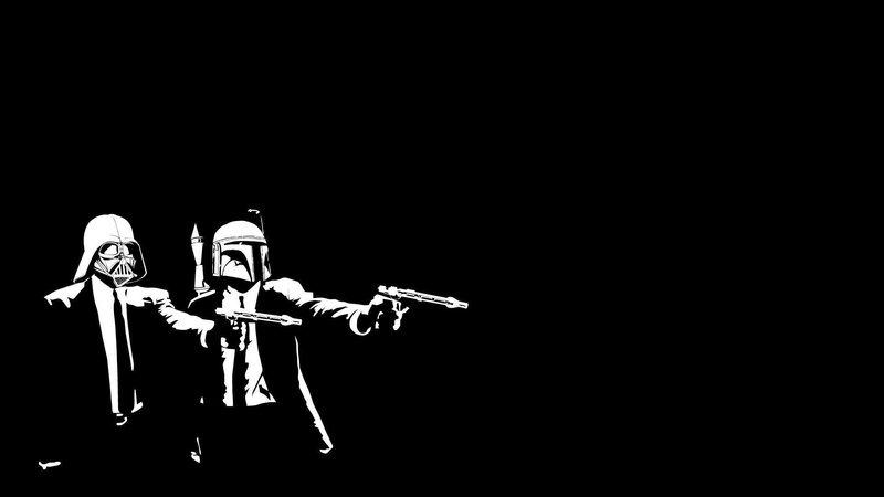crossover, pulp, star wars, 1920x1080, carrying, gun, star, pulp fiction, darthvader, fiction, image, helmet, 1080P, funny, person, wars