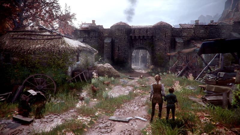 1080P, holding hands, video game art, medieval, Asobo Studio, A Plague Tale Innocence, wall, video game characters, children, screen shot