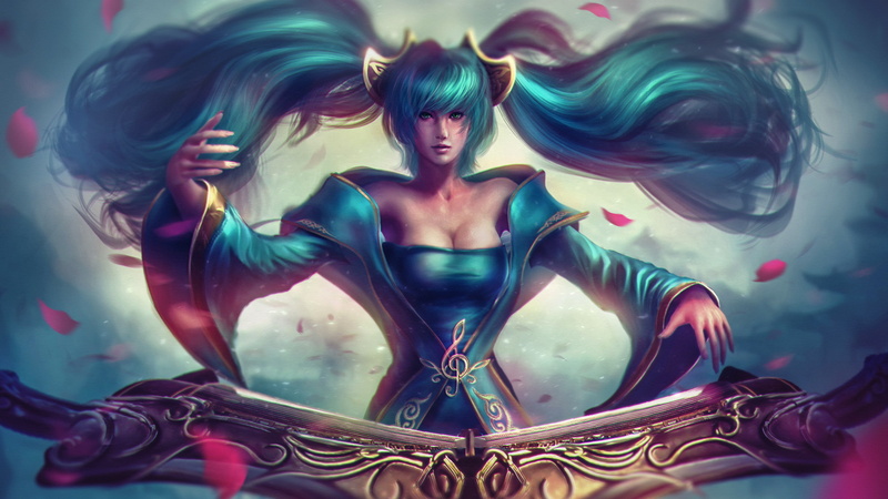  blue, mage, hd, support, sona, champion, legends, girls, 2K, hair, league, maven, strings