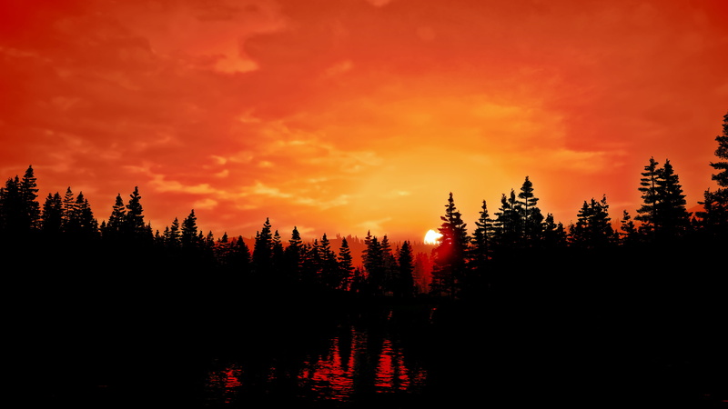 nature, Nvidia Reflex, forest, reshade, sky, sunset, Far Cry 5, Moon, 4K