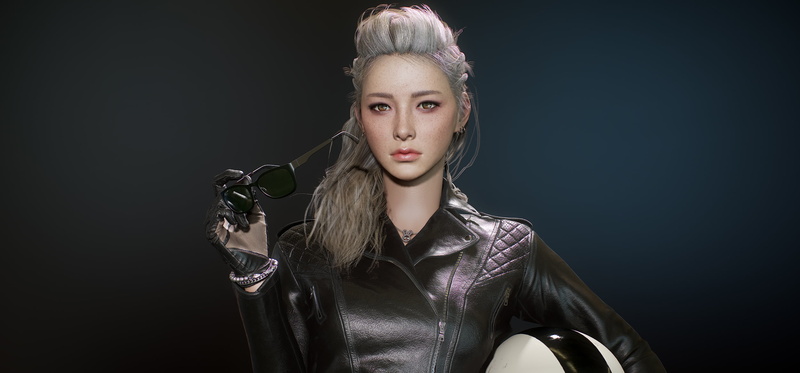 3D, biker, digital art, jacket, Seungmin Kim, CGI, render, helmet, women, 1080P, sunglasses