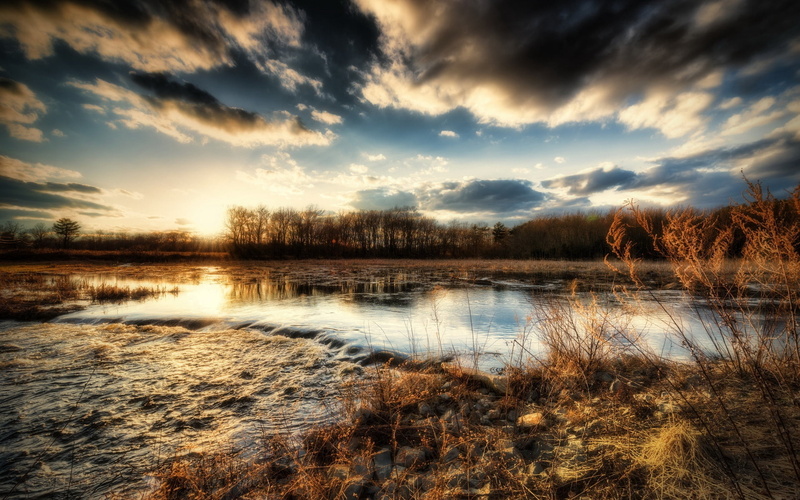 nature, rural Scene, sun, yellow, dawn, sunrise - Dawn, plant, no People, light - Natural Phenomenon, non-Urban Scene, autumn, reflection lake, dusk, environment