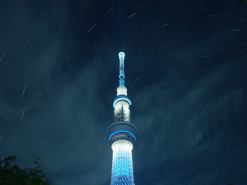 night, tower, Tokyo, long exposure, 8K, skyscraper